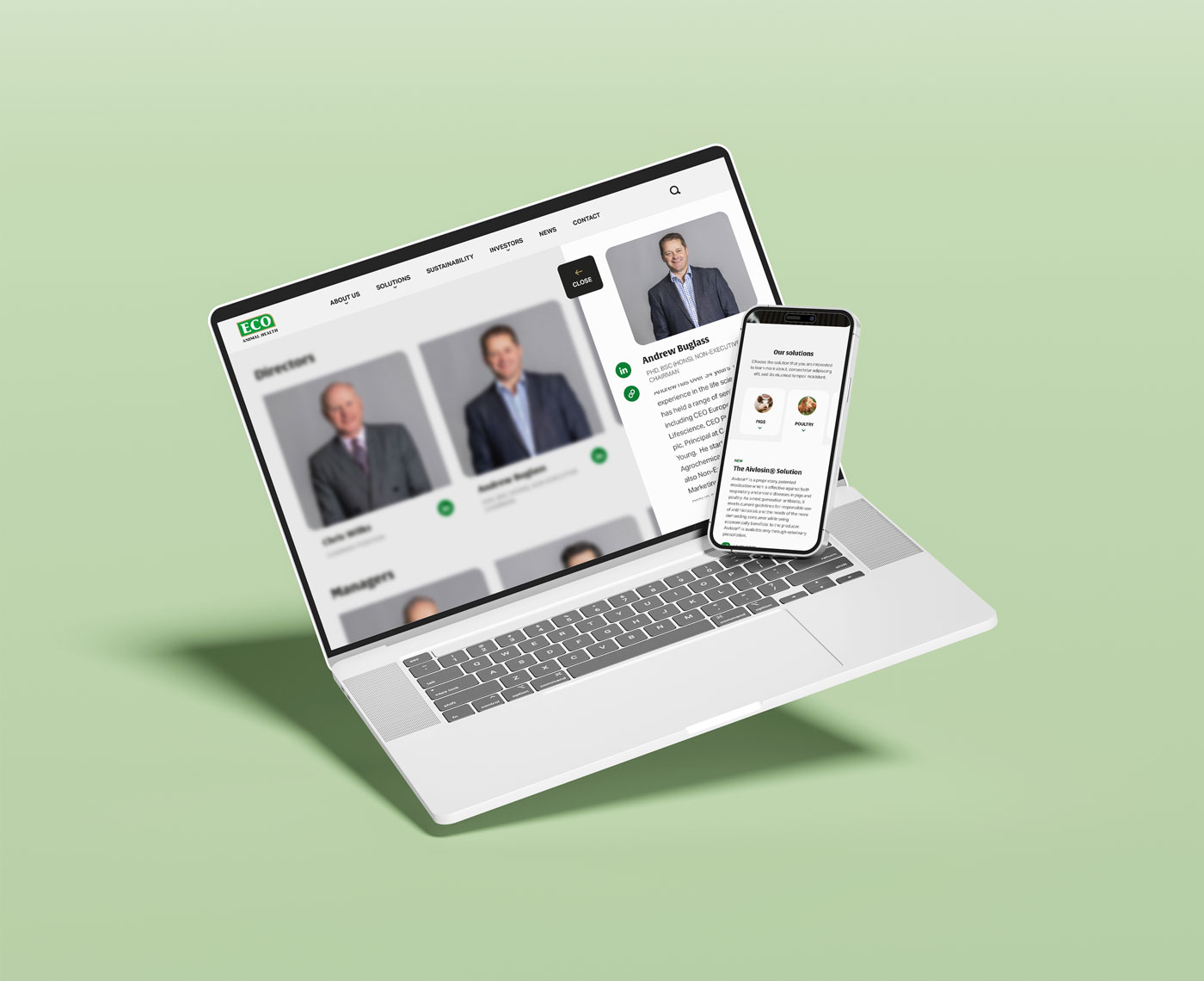 A laptop and mobile phone displaying a page from a website